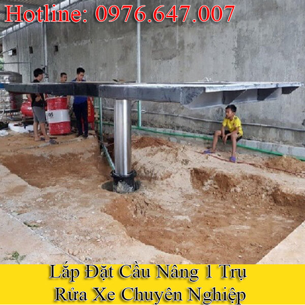 Hướng dẫn xây dựng đào hố móng cầu nâng 1 trụ rửa xe ô tô Việt Nam
